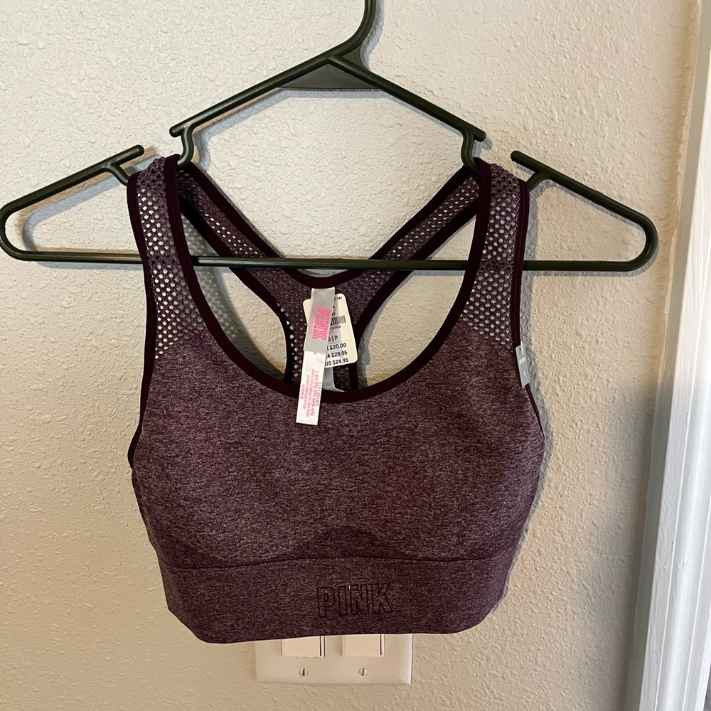 Maroon Victoria secret sports bra, size: small, never worn before
